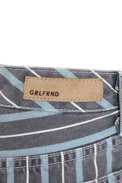 Grlfrnd Womens Cotton Zip Button Striped Casual Fray Shorts Gray Size EUR 26