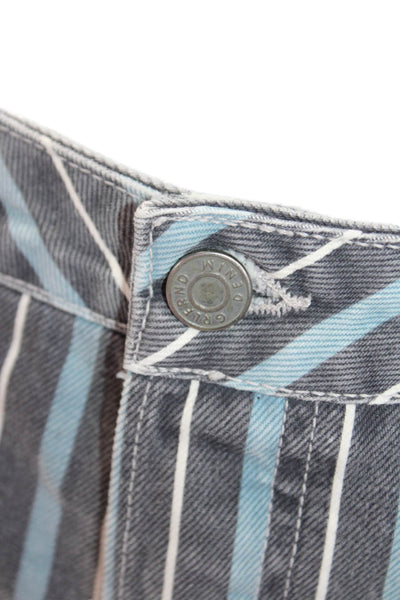 Grlfrnd Womens Cotton Zip Button Striped Casual Fray Shorts Gray Size EUR 26