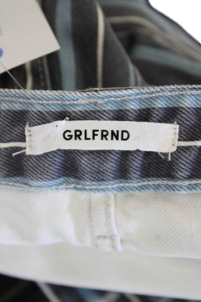 Grlfrnd Womens Cotton Zip Button Striped Casual Fray Shorts Gray Size EUR 26