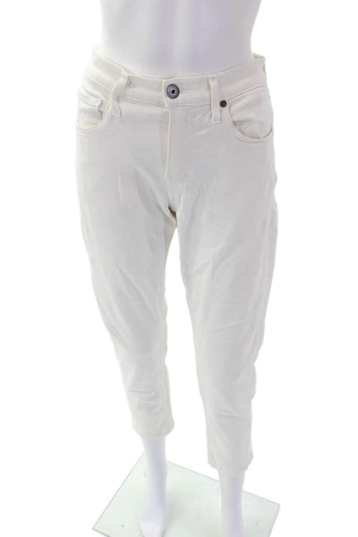 Paige Womens Button Cotton Straight Leg Lined Casual Pants White Size EUR 31