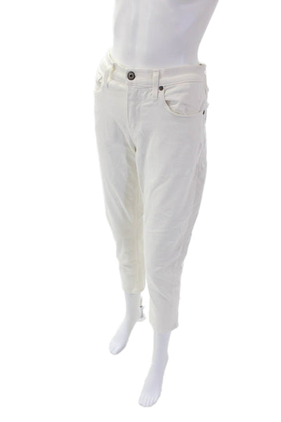 Paige Womens Button Cotton Straight Leg Lined Casual Pants White Size EUR 31