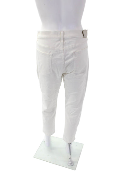 Paige Womens Button Cotton Straight Leg Lined Casual Pants White Size EUR 31