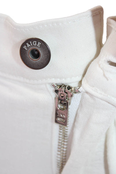 Paige Womens Button Cotton Straight Leg Lined Casual Pants White Size EUR 31