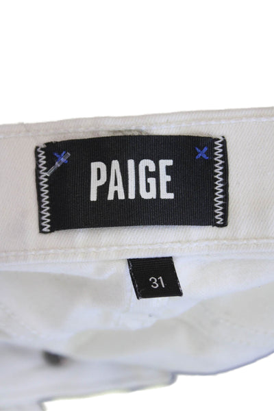 Paige Womens Button Cotton Straight Leg Lined Casual Pants White Size EUR 31
