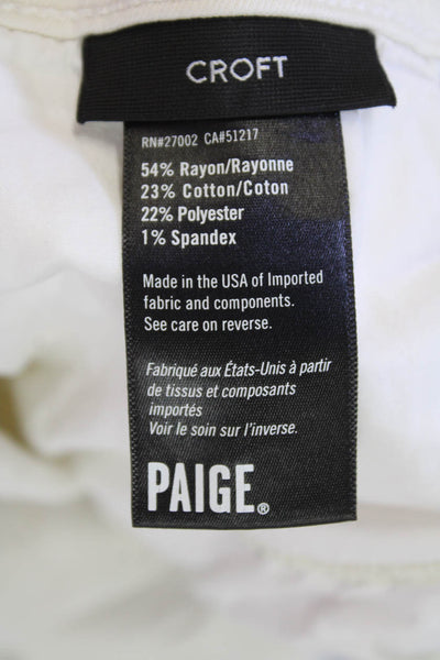 Paige Womens Button Cotton Straight Leg Lined Casual Pants White Size EUR 31