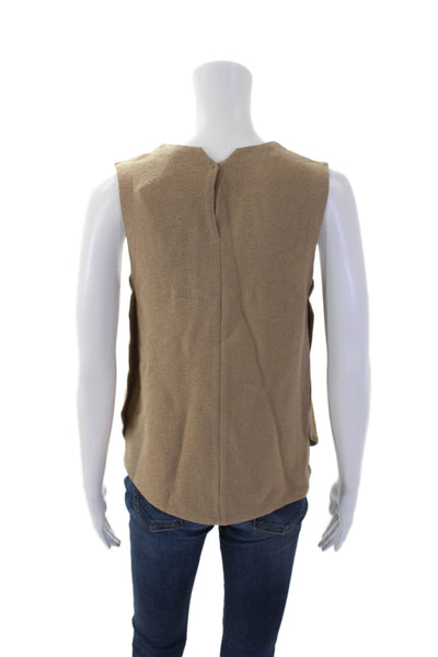 ALC Womens Textured Round Neck Sleeveless Lined Tank Top Nude Size S