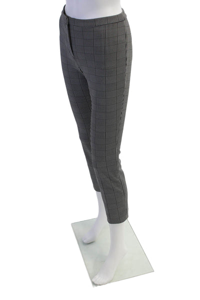 Theory Womens Zipper Fly Mid Rise Printed Straight Leg Pants Black White Size 4