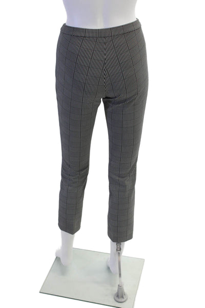 Theory Womens Zipper Fly Mid Rise Printed Straight Leg Pants Black White Size 4