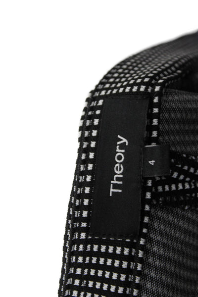 Theory Womens Zipper Fly Mid Rise Printed Straight Leg Pants Black White Size 4