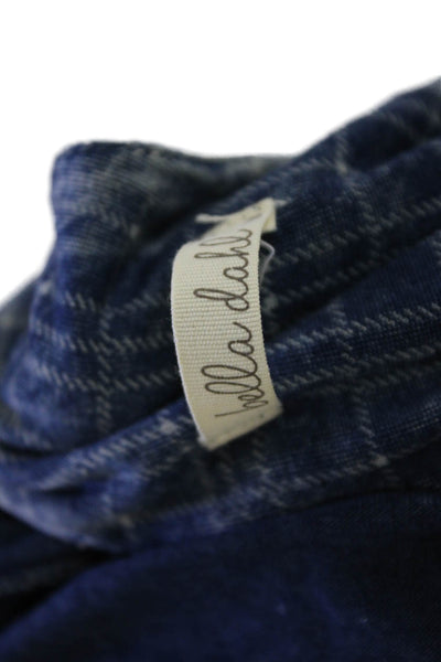 Bella Dahl Womens Cotton Spaghetti Strap Scoop Neck Plaid Tank Top Blue Size M