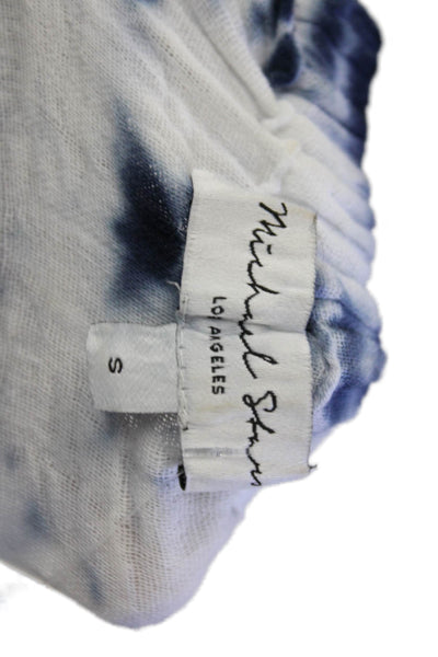 Michael Stars Womens Cotton Long Sleeve Scoop Neck Tie Dye Top White Size S