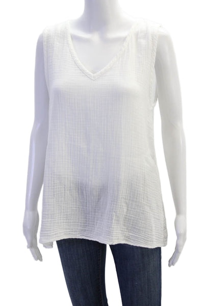 Michael Stars Womens Linen Sleeveless V-neck Lined Tank Top White Size S