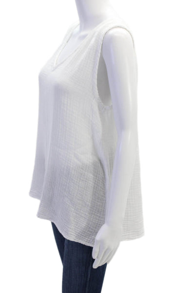 Michael Stars Womens Linen Sleeveless V-neck Lined Tank Top White Size S