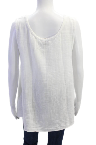 Michael Stars Womens Linen Sleeveless V-neck Lined Tank Top White Size S