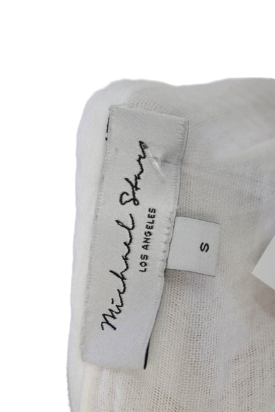Michael Stars Womens Linen Sleeveless V-neck Lined Tank Top White Size S