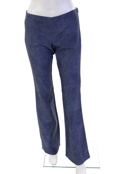 I Am Gia Womens Faux Leather Star Motif Zippered Flared Leg Pants Blue Size XS