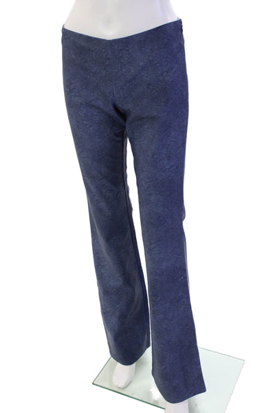 I Am Gia Womens Faux Leather Star Motif Zippered Flared Leg Pants Blue Size XS