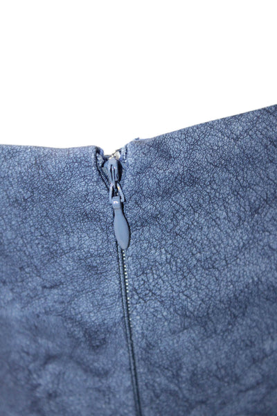I Am Gia Womens Faux Leather Star Motif Zippered Flared Leg Pants Blue Size XS