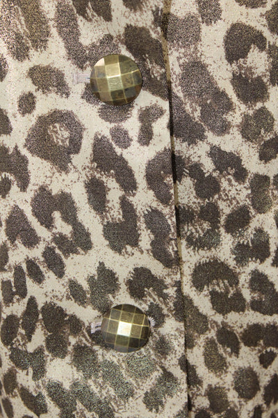Berek Womens Animal Print Two Buyton Blazer Jacket Brown Gold Cotton Size 1X