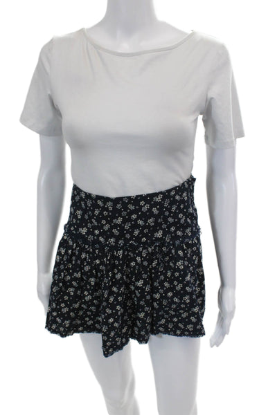 L'Agence Womens Cotton Floral Raw Hem Mini Skirt Blue Size 2