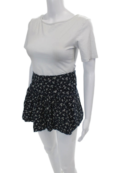 L'Agence Womens Cotton Floral Raw Hem Mini Skirt Blue Size 2