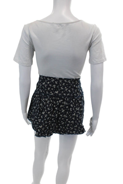 L'Agence Womens Cotton Floral Raw Hem Mini Skirt Blue Size 2