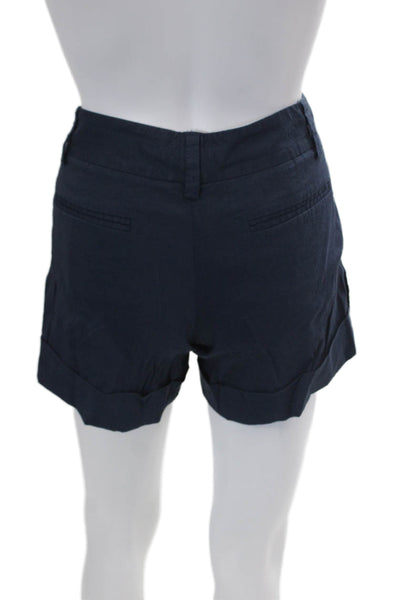 Theory Womens Linen Flat Front Cuff Hem Casual Shorts Blue Size 2