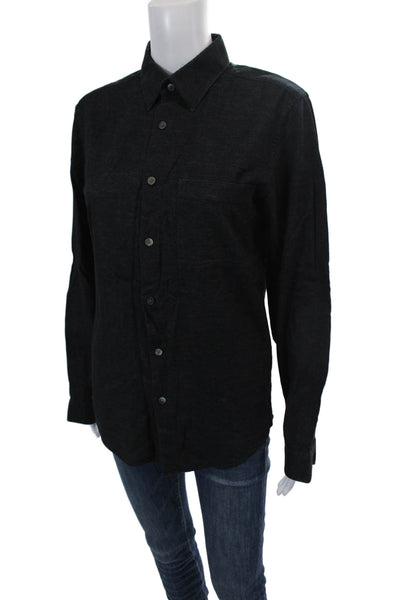 Theory Womens Cotton Long Sleeve Collared Button Down Shirt Dark Blue Size XS
