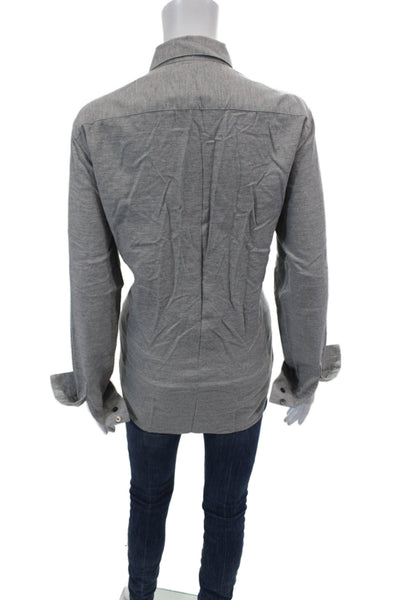 Theory Womens Cotton Long Sleeve Button Shirt Light Gray Size XS