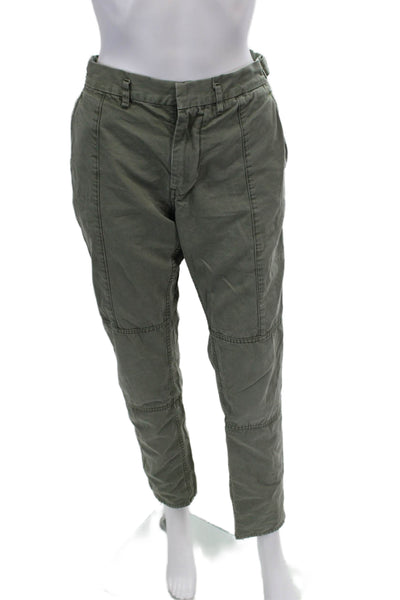 Marc By Marc Jacobs Womens Cotton Button Zip Straight Casual Pants Green Size EU