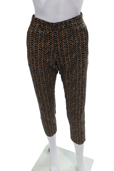 Cartonnier Anthropologie Womens Textured Straight Leg Pattern Pants Brown Size 6