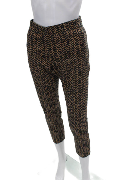 Cartonnier Anthropologie Womens Textured Straight Leg Pattern Pants Brown Size 6