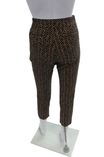 Cartonnier Anthropologie Womens Textured Straight Leg Pattern Pants Brown Size 6