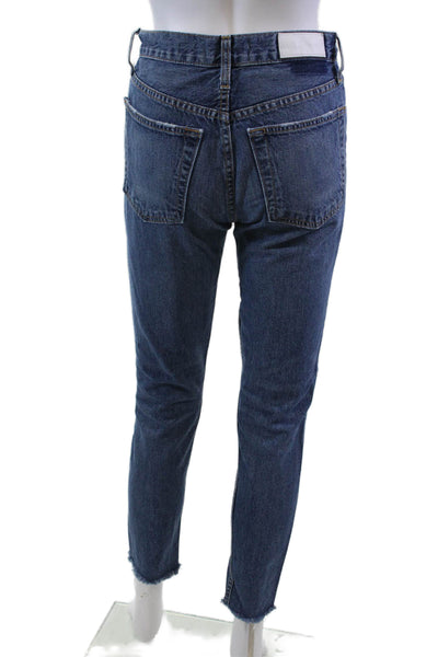 Re/Done Womens Cotton Denim Five Pocket Mid-Rise Skinny Jeans Navy Size 25