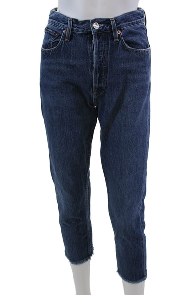Agolde Womens Cotton Denim Five Pocket Mid-Rise Tapered Jeans Navy Size 24