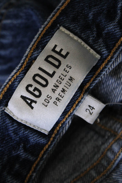 Agolde Womens Cotton Denim Five Pocket Mid-Rise Tapered Jeans Navy Size 24