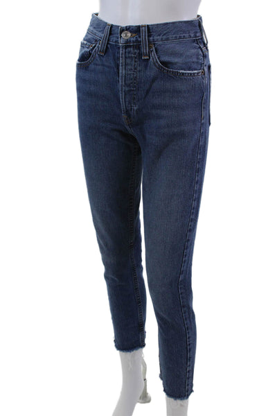 Re/Done Womens Cotton Denim Five Pocket Mid-Rise Skinny Jeans Blue Size 25