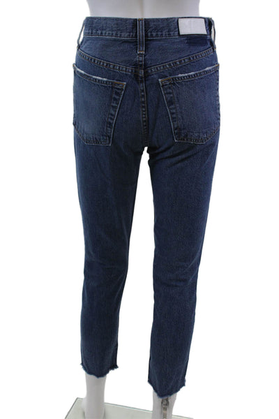 Re/Done Womens Cotton Denim Five Pocket Mid-Rise Skinny Jeans Blue Size 25
