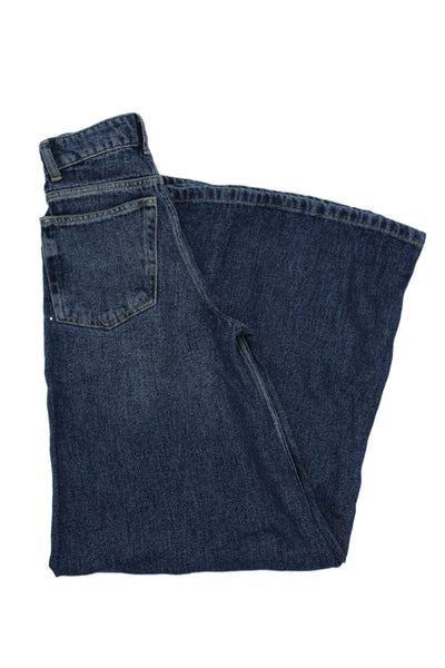 Raey Womens Denim 5 Pocket Button Closure High-Rise Wide Leg Jeans Blue Size 20