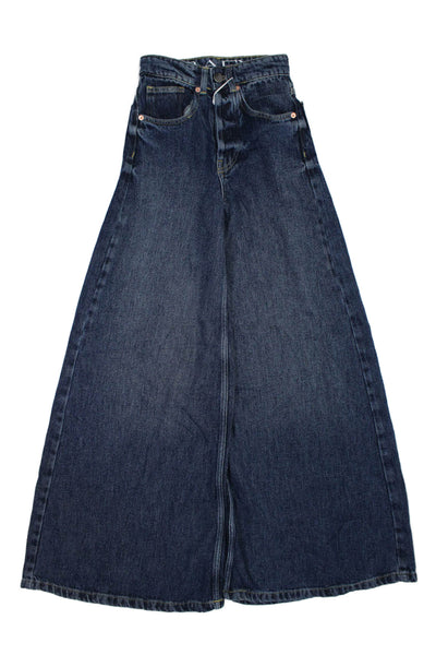 Raey Womens Denim 5 Pocket Button Closure High-Rise Wide Leg Jeans Blue Size 20
