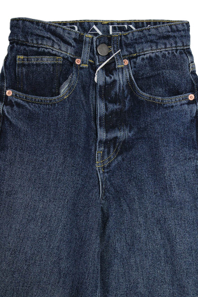 Raey Womens Denim 5 Pocket Button Closure High-Rise Wide Leg Jeans Blue Size 20