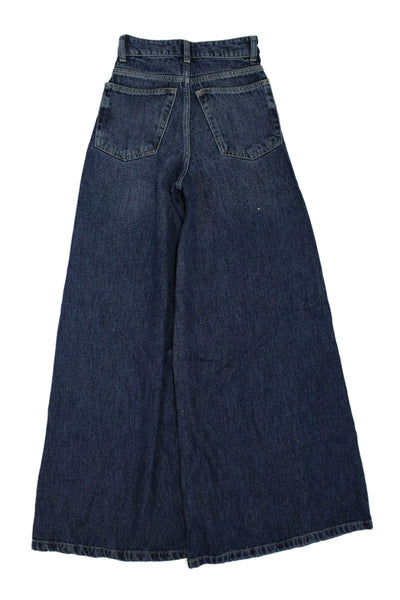 Raey Womens Denim 5 Pocket Button Closure High-Rise Wide Leg Jeans Blue Size 20