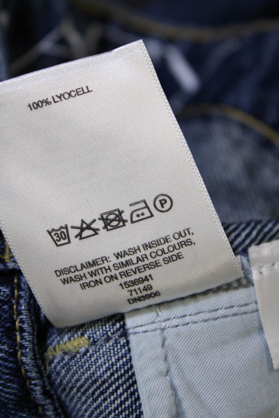 Raey Womens Denim 5 Pocket Button Closure High-Rise Wide Leg Jeans Blue Size 20
