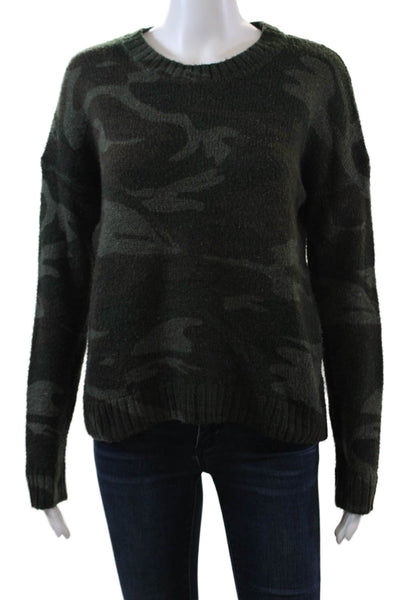 Rails Womens Camouflage Print Long Sleeve Pullover Sweater Green Size XS
