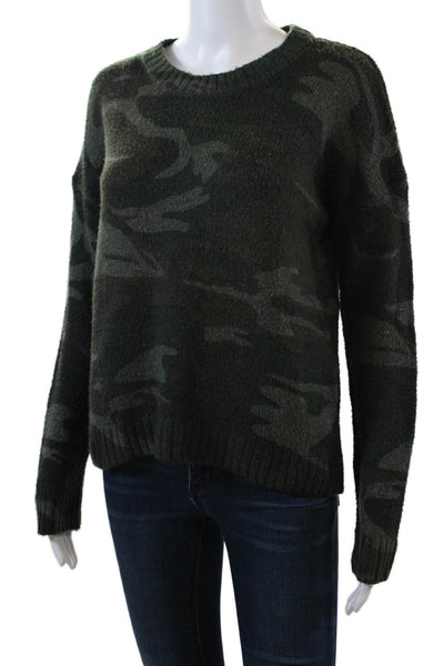 Rails Womens Camouflage Print Long Sleeve Pullover Sweater Green Size XS