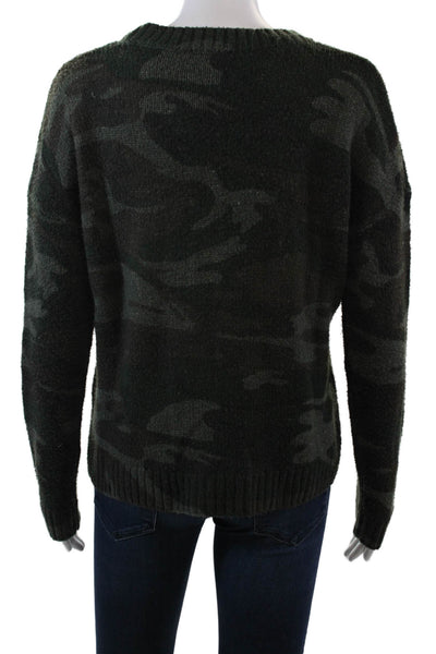 Rails Womens Camouflage Print Long Sleeve Pullover Sweater Green Size XS