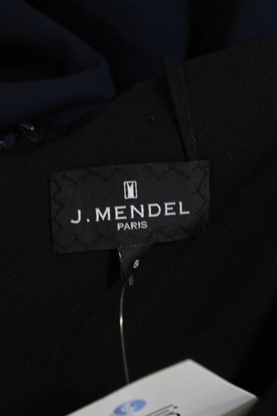 J. Mendel Womens Long Flare Sleeves A Line Dress Navy Blue Navy Blue Size 6