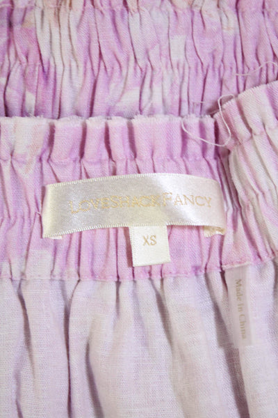 Love Shack Fancy Womens Linen Tiered A Line Skirt Pink Size Extra Small