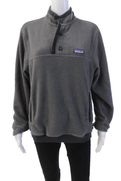 Patagonia Womens Half Button Down Turtleneck Sweater Gray Size Small
