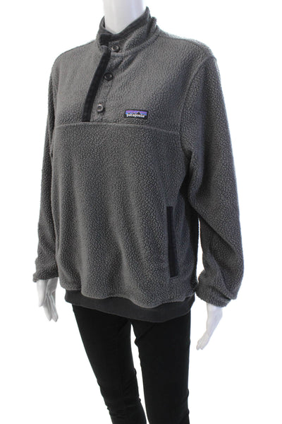 Patagonia Womens Half Button Down Turtleneck Sweater Gray Size Small